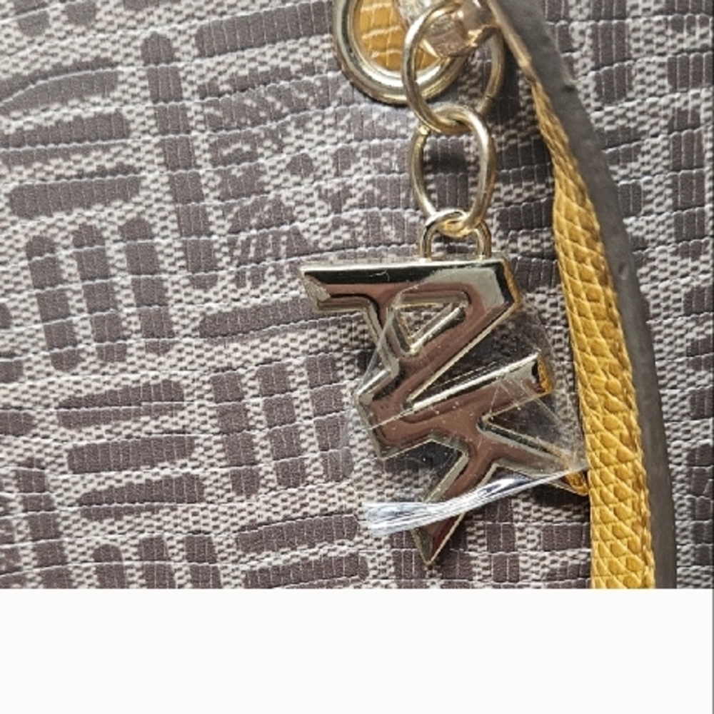 Brown Patterned Anne Klein Handbag With Tan Walle… - image 3